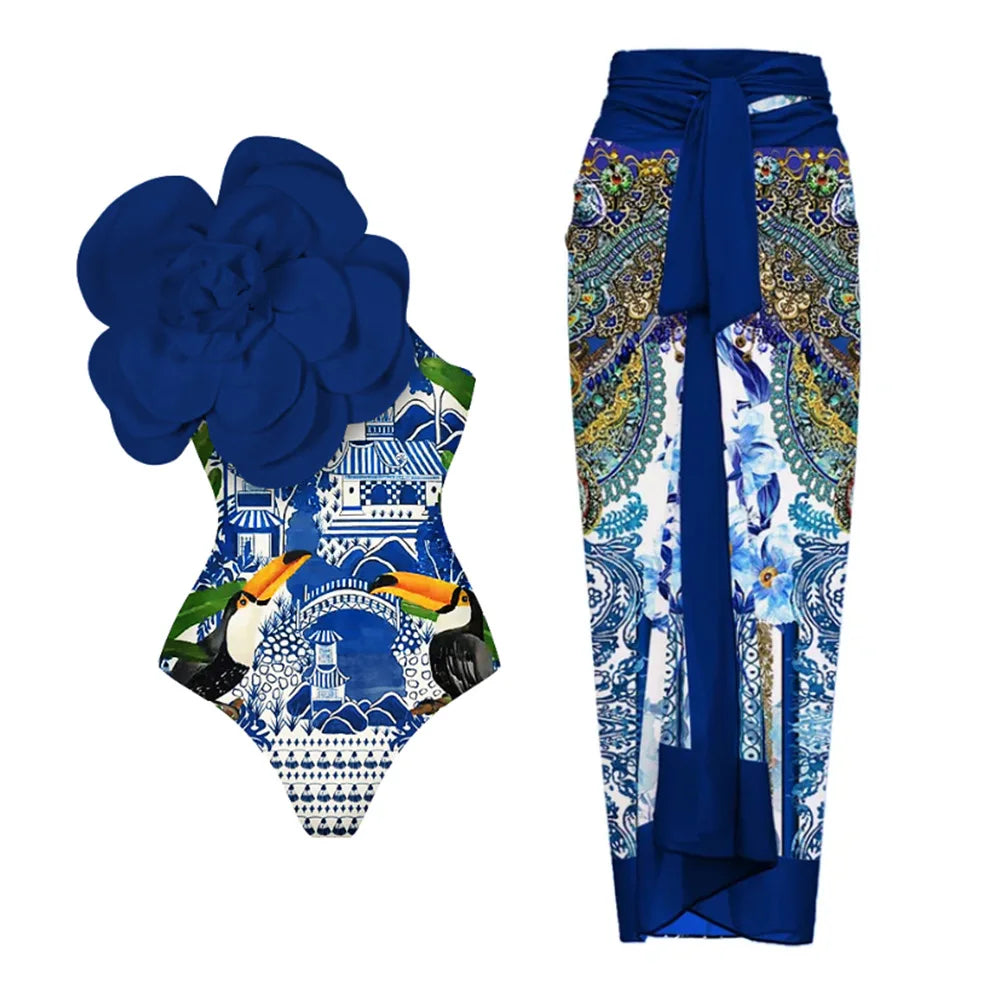 Printed Flower Push-Up  Bikini Set