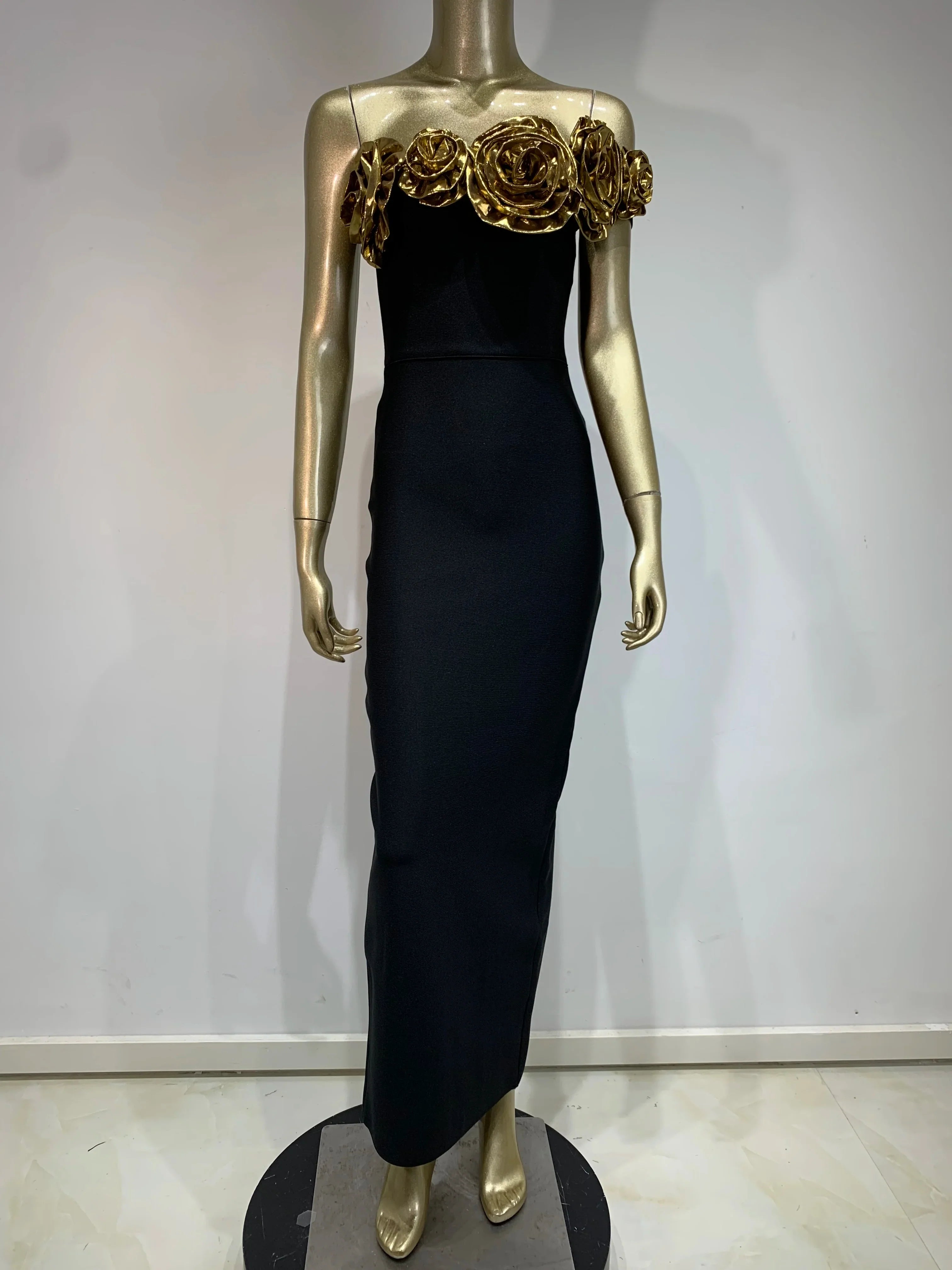 One Shoulder Flower Patchwork Maxi Dress