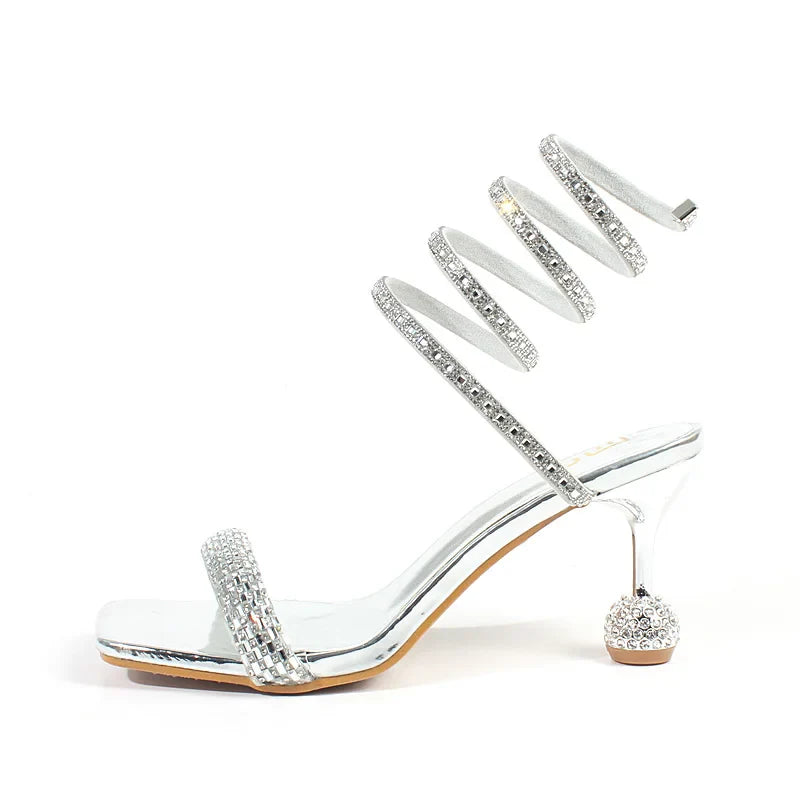 Snake Pattern Thin High Heeled Sandals