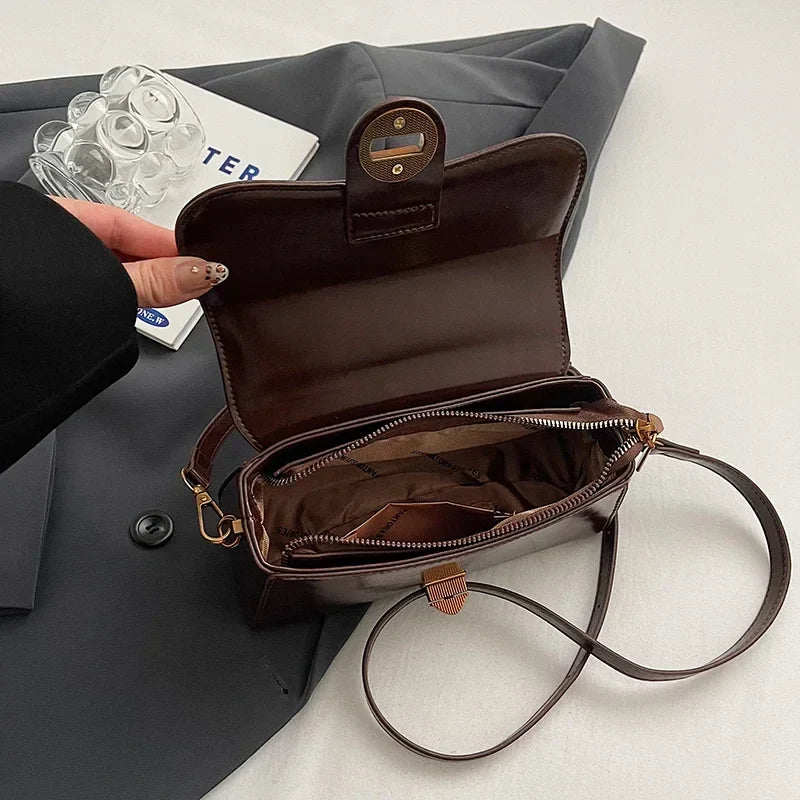 Faux Leather Crossbody Top-Handle Handbag