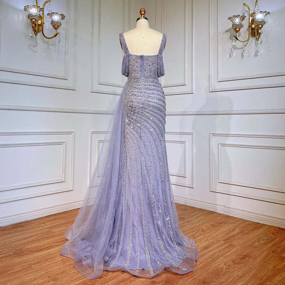 Caramel Mermaid Evening Gown with High Slit