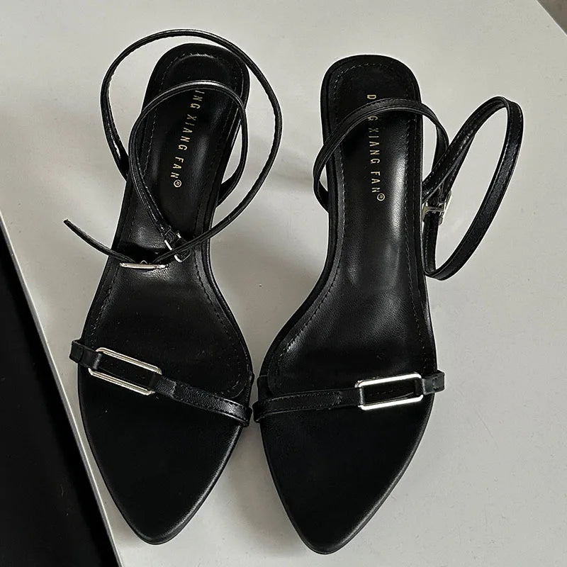 Pointed Toe Ankle Buckle Strap Sandals