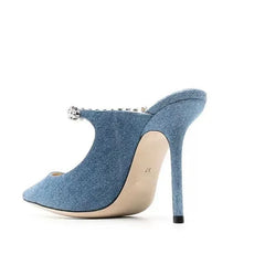 Pointed High Heels Rhinestone Slippers for Women