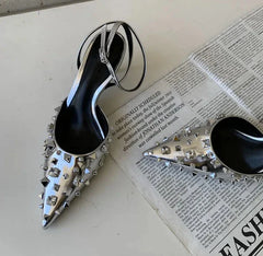 Edgy Rivet Sling-back Pumps