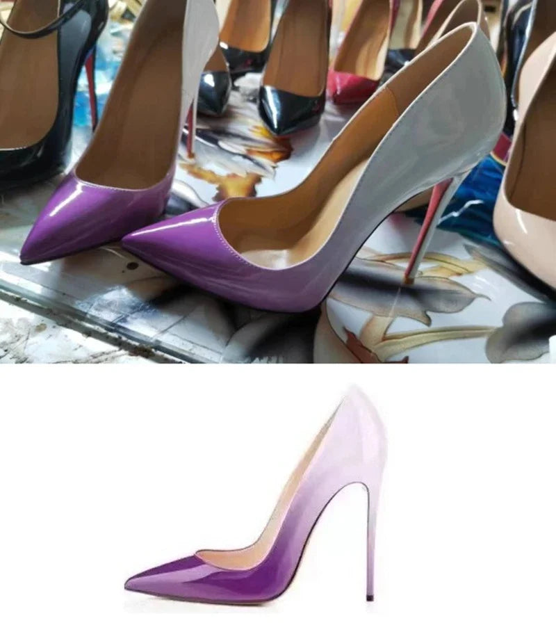 Multi Color Pointed Thin High Heel Shoes
