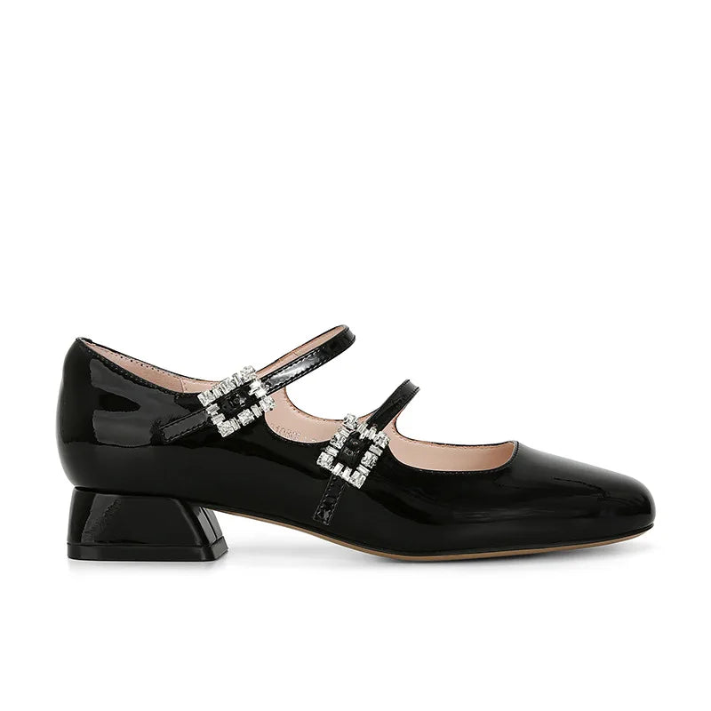 Crystal Belt Buckle Med-High Heels Ballets Shoes