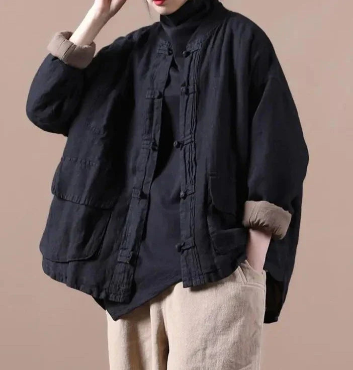 Quilted Ethnic Style Cotton And Linen Coat