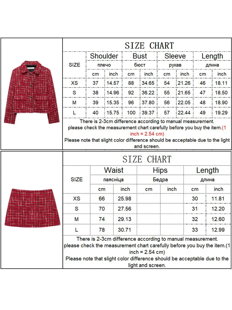 Plaid Lapel Coat and Side Zipper Short Suit