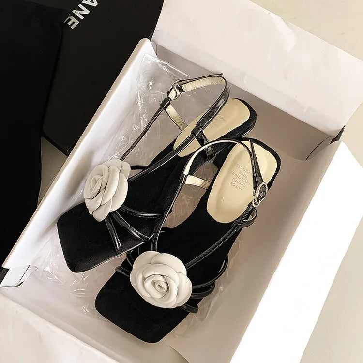 Handmade 3D Flower Open-Toe Sandals