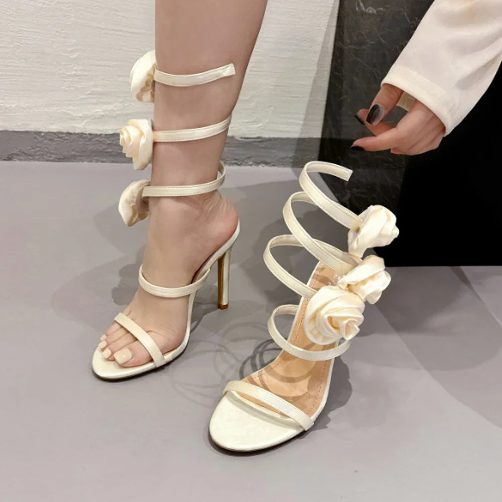 Lace-Up Heels Open Toe Wedding Sandals