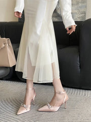 Crystal Butterfly-knot Thin High Heeled Pumps