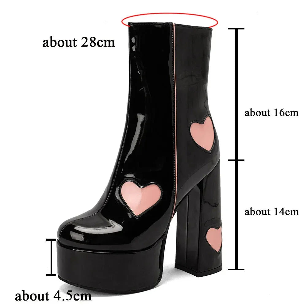 Women Ankle Boots Design Heart