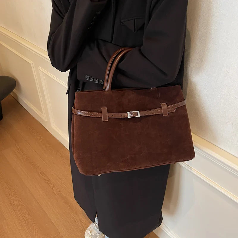 Retro Velvet Leather Tote Bags For Women