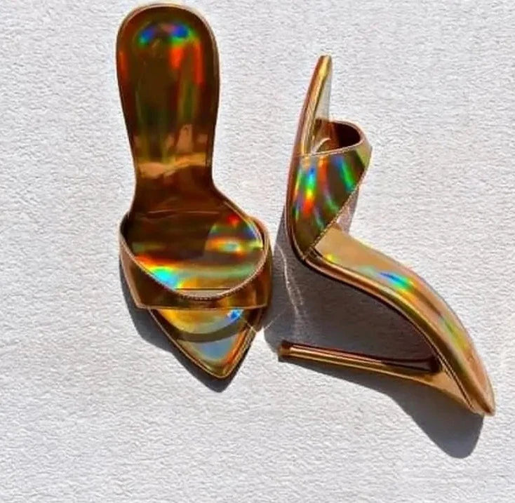 Dazzling Color Peep Toe Ladies Stiletto Sandals