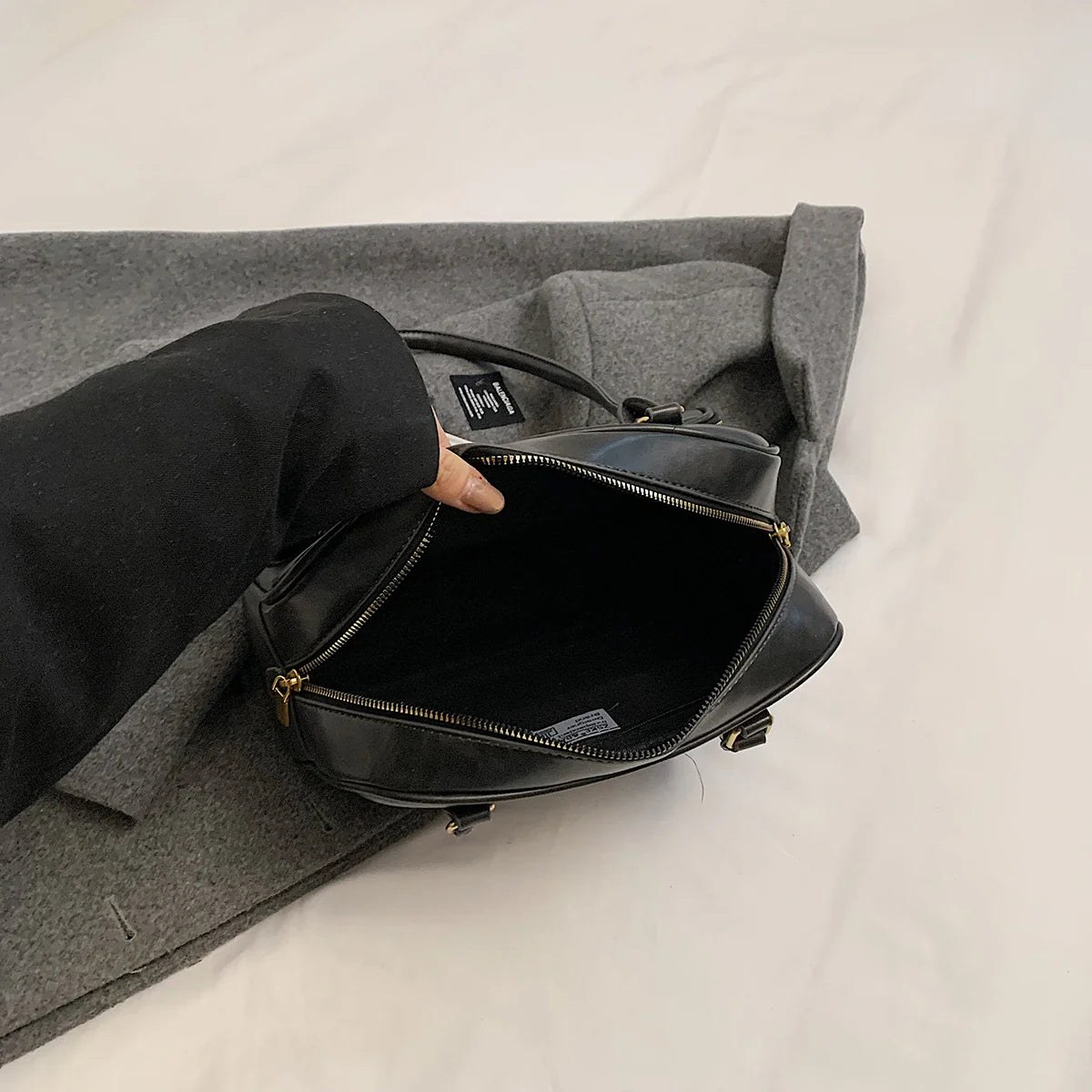 Faux Leather Double Pockets Underarm Bags