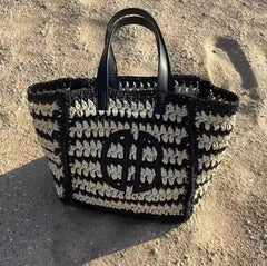 Straw Hand Woven Shopper Tote Bag