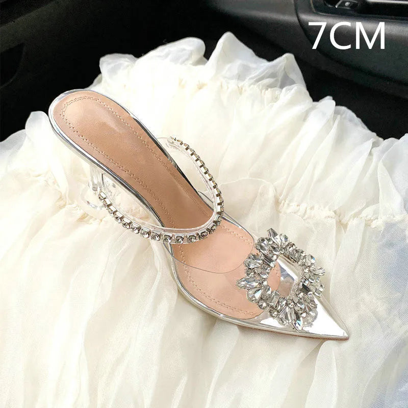 PVC Transparent Crystal Pointed Toe High Heels Shoes
