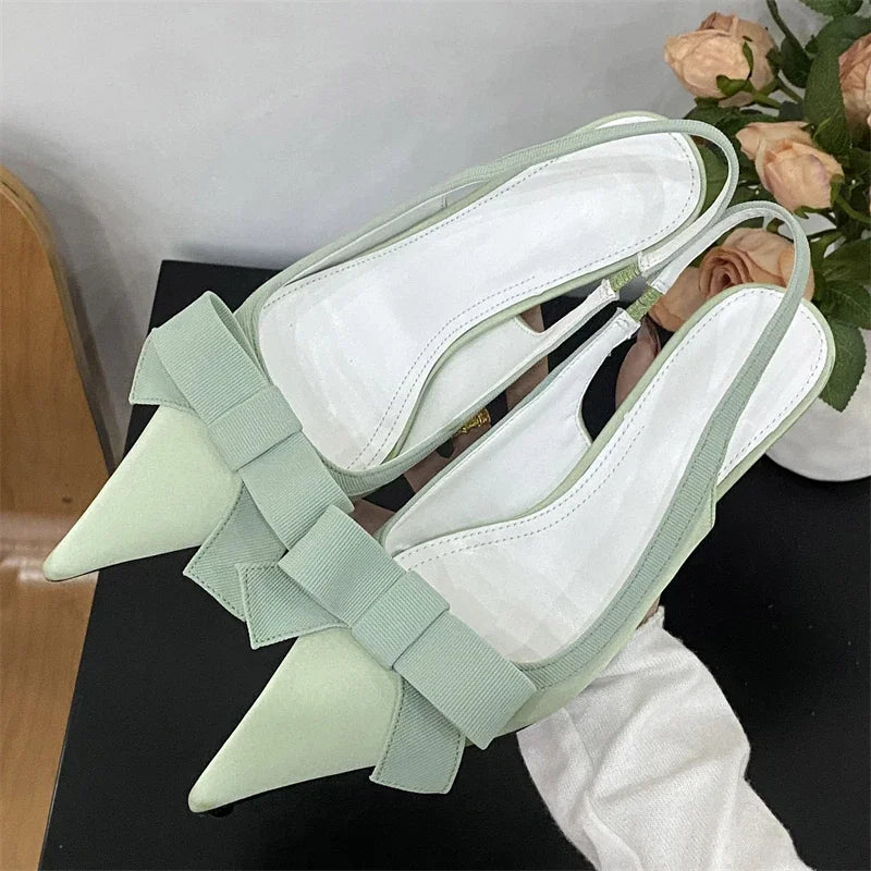 Butterfly-knot Slingbacks Stripper Thin High Heels Shoes