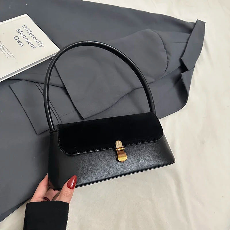 Faux Leather Small Flap Underarm Bags