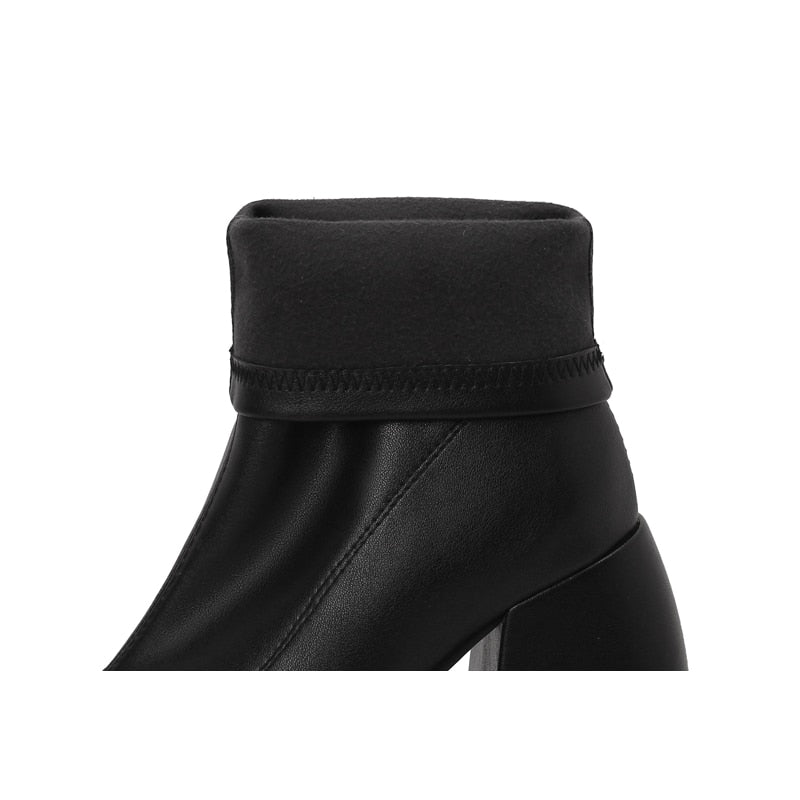 Black Edgy Chunky Heeled Platform Boots