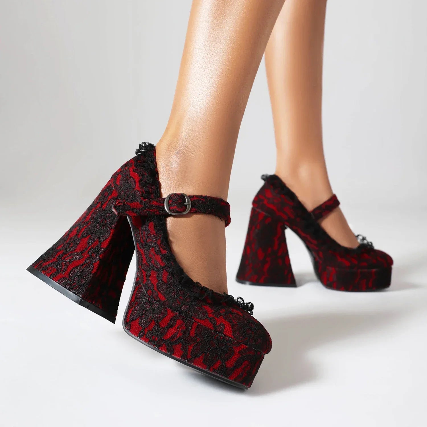 Pumps Super High Heeled Platform Lace Up Shoes