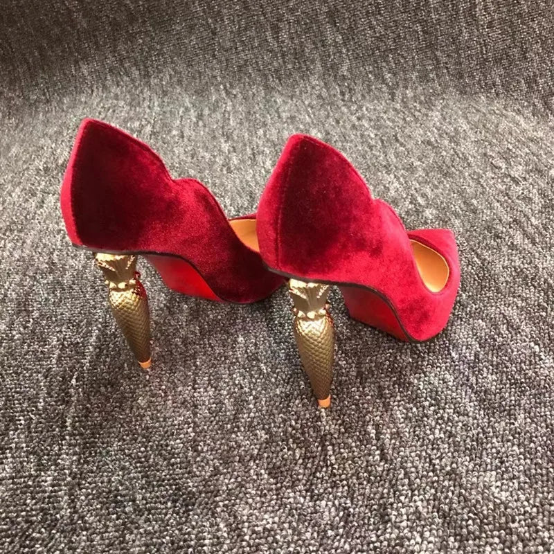 Metal Decoration Lipstick High Heels Pumps Shoes