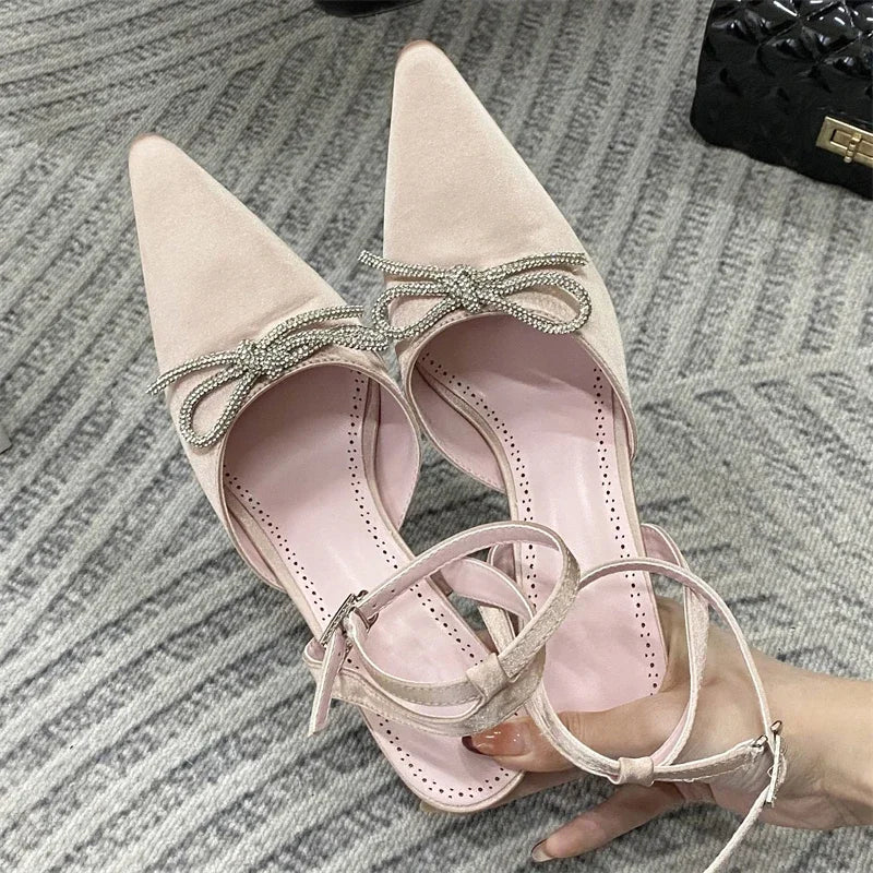 Crystal Butterfly-knot Thin High Heeled Pumps
