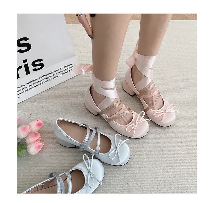 Round Toe Mary Jane Cross Strap Shoes