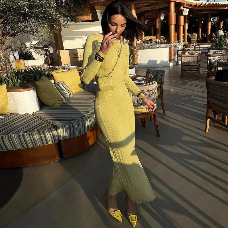Ribbed Long Sleeve Maxi Dress