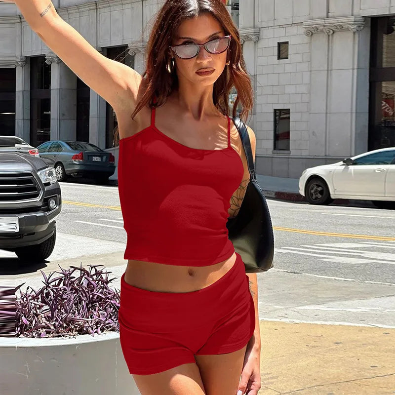 Camisole Top and Female Shorts Two Piece Set