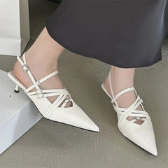 Pumps Slingback Pointed Toe Thin Low Heels Shoes