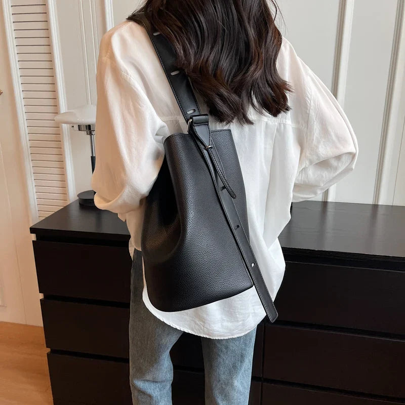 Retro Solid Color Leather Shoulder Bags