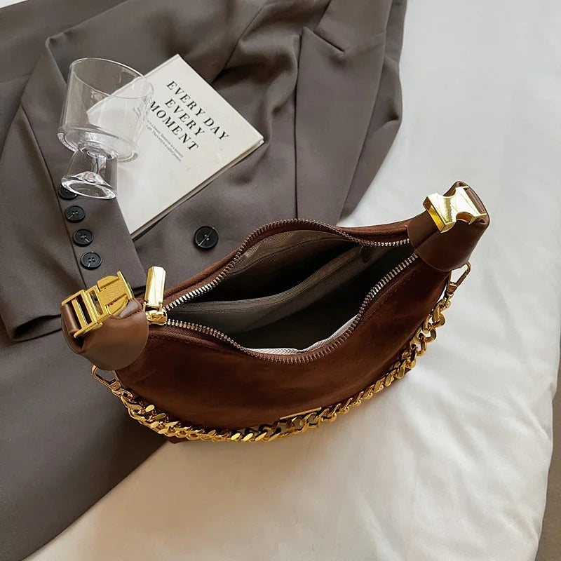 Small Faux Suede Chain Handbags