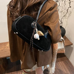 Faux Suede Retro Shoulder Bag for Women