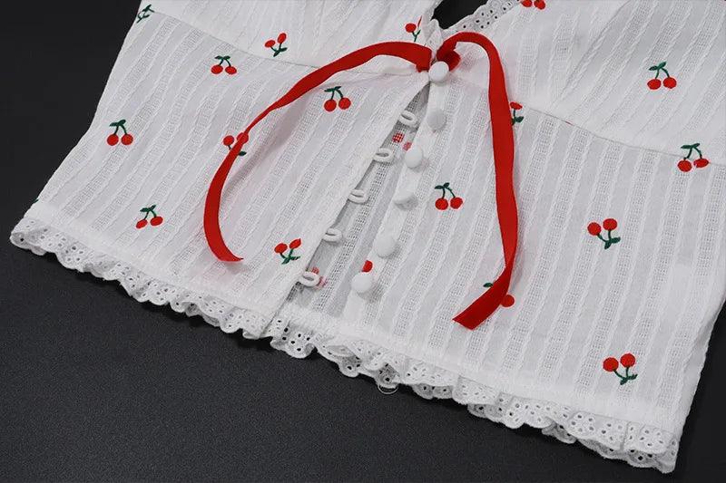 Floral Knit Halter White Crop Top