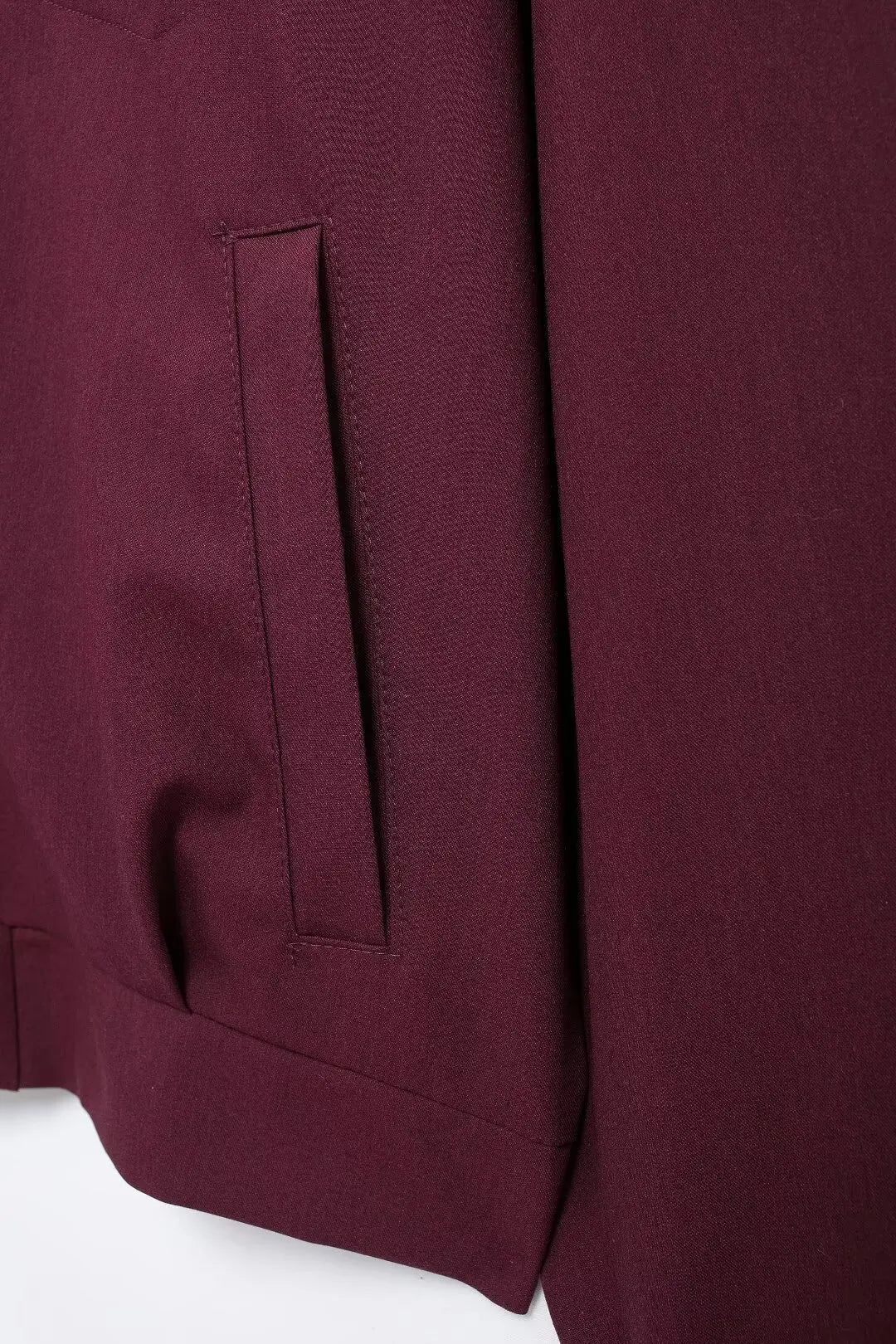 Zipper Lapel Burgundy Color Jacket and Skirt Suit