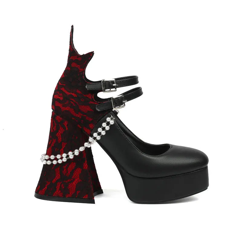 Pumps Super High Heeled Platform Lace Up Shoes