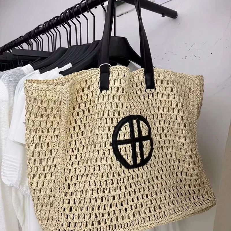Straw Hand Woven Shopper Tote Bag