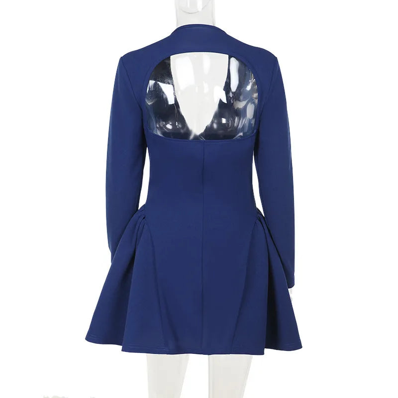 Deep V Long Sleeve Bodycon Mini Dress
