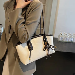 Faux Leather Zipper Retro Tote Bag