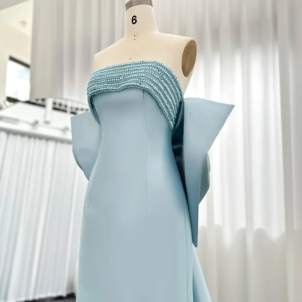 Sage Green Evening Dress with Beaded Cape