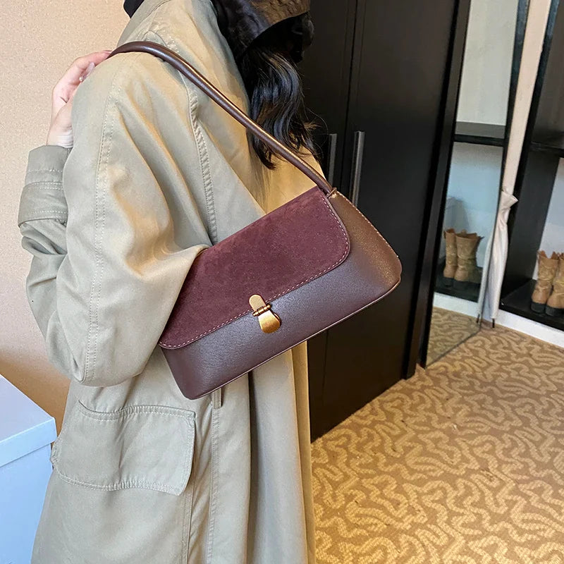 Faux Leather Small Flap Underarm Bags