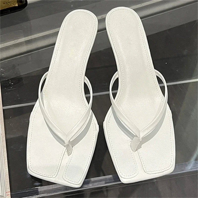 Square Clip Toe Thin Heels Ladies Sandals