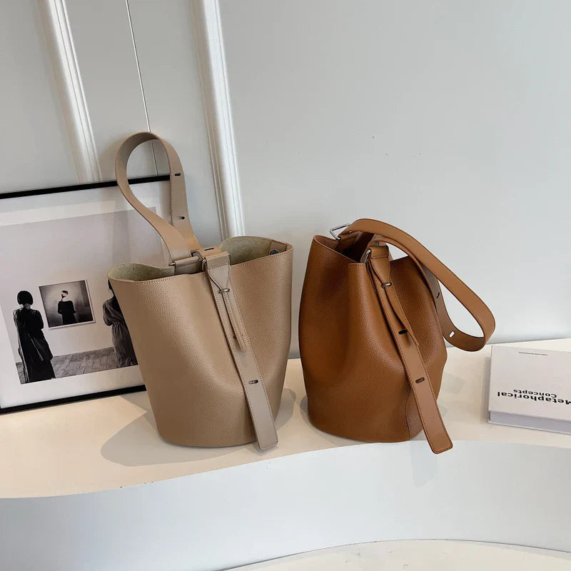 Retro Solid Color Leather Shoulder Bags