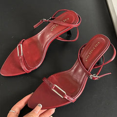 Pointed Toe Ankle Buckle Strap Sandals