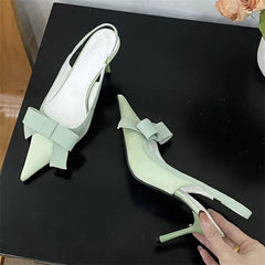 Butterfly-knot Slingbacks Stripper Thin High Heels Shoes