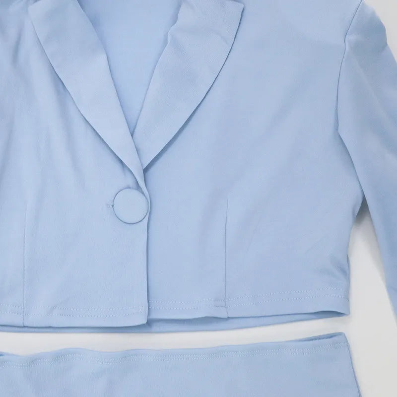 Long Sleeves Top High Waist Mini Skirts Suits