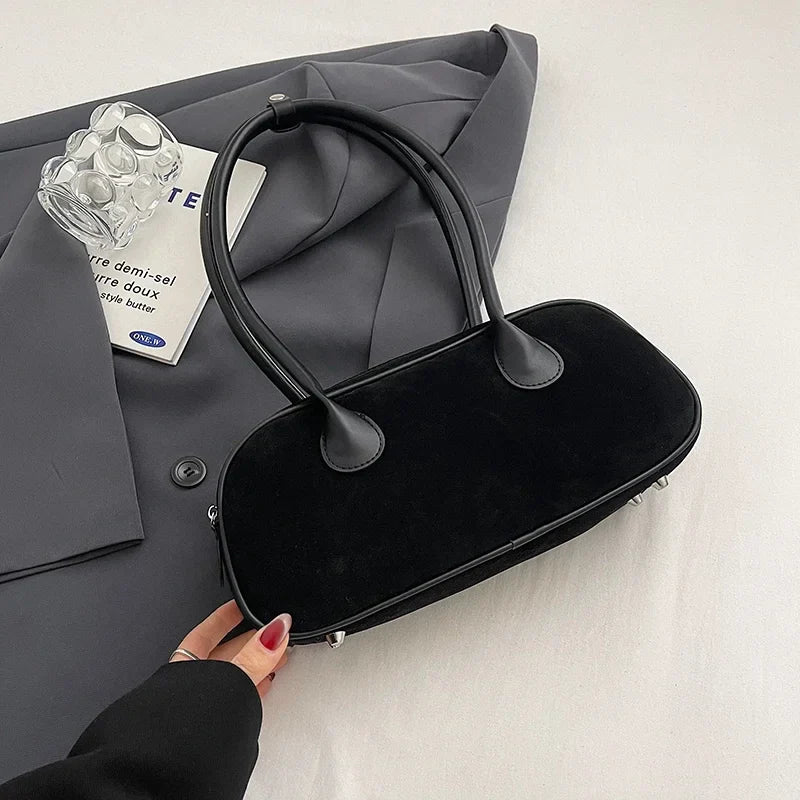Faux Suede Retro Shoulder Bag for Women