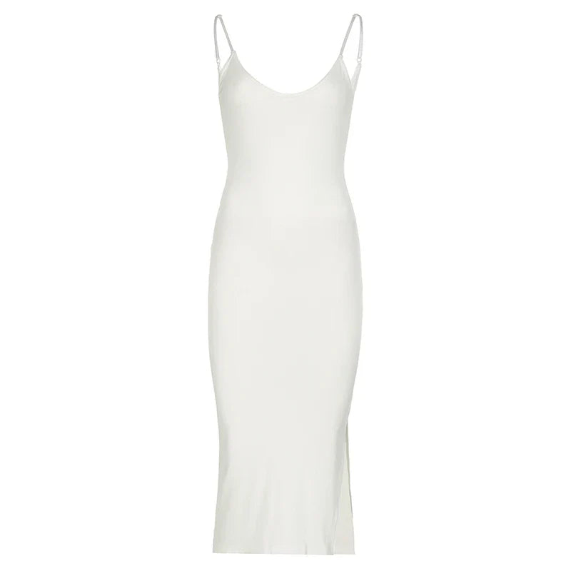 Basic Sexy Halter Backless Midi Dress