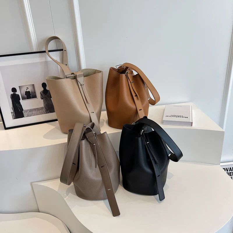 Retro Solid Color Leather Shoulder Bags